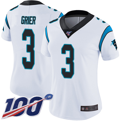 Carolina Panthers Limited White Women Will Grier Road Jersey NFL Football #3 100th Season Vapor Untouchable->women nfl jersey->Women Jersey